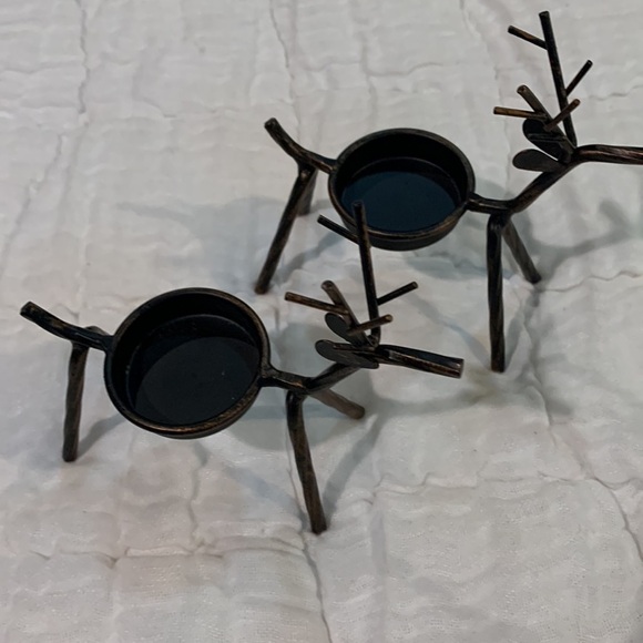 NWOT Reindeer Candle Holders (2) in a bronzy finish - Picture 3 of 3